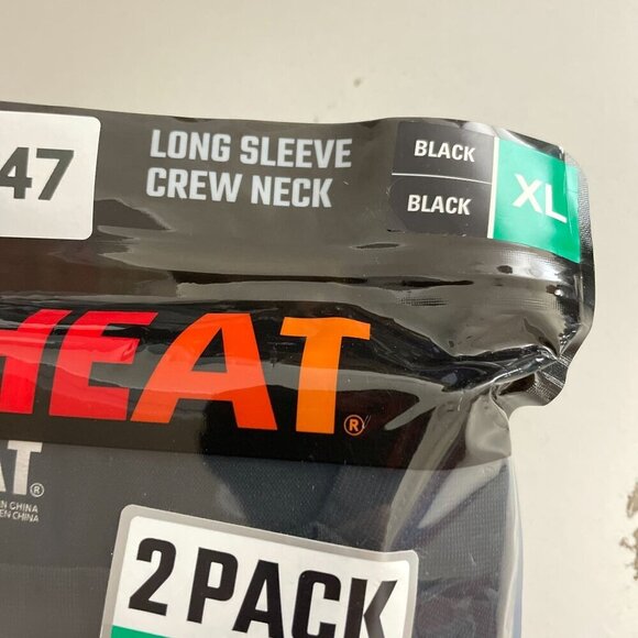 NEW 32 Degrees Heat Mens XL Long Sleeve Crew Neck Black Shirt 2-Pack - Picture 3 of 6